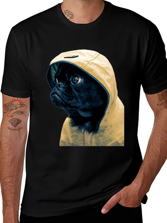 Pug in Hoodie Graphic Tee - Unique Pet Lover T-Shirt