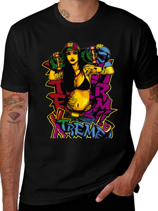 Edgy Skateboard Graphic Tee - XTREME Style