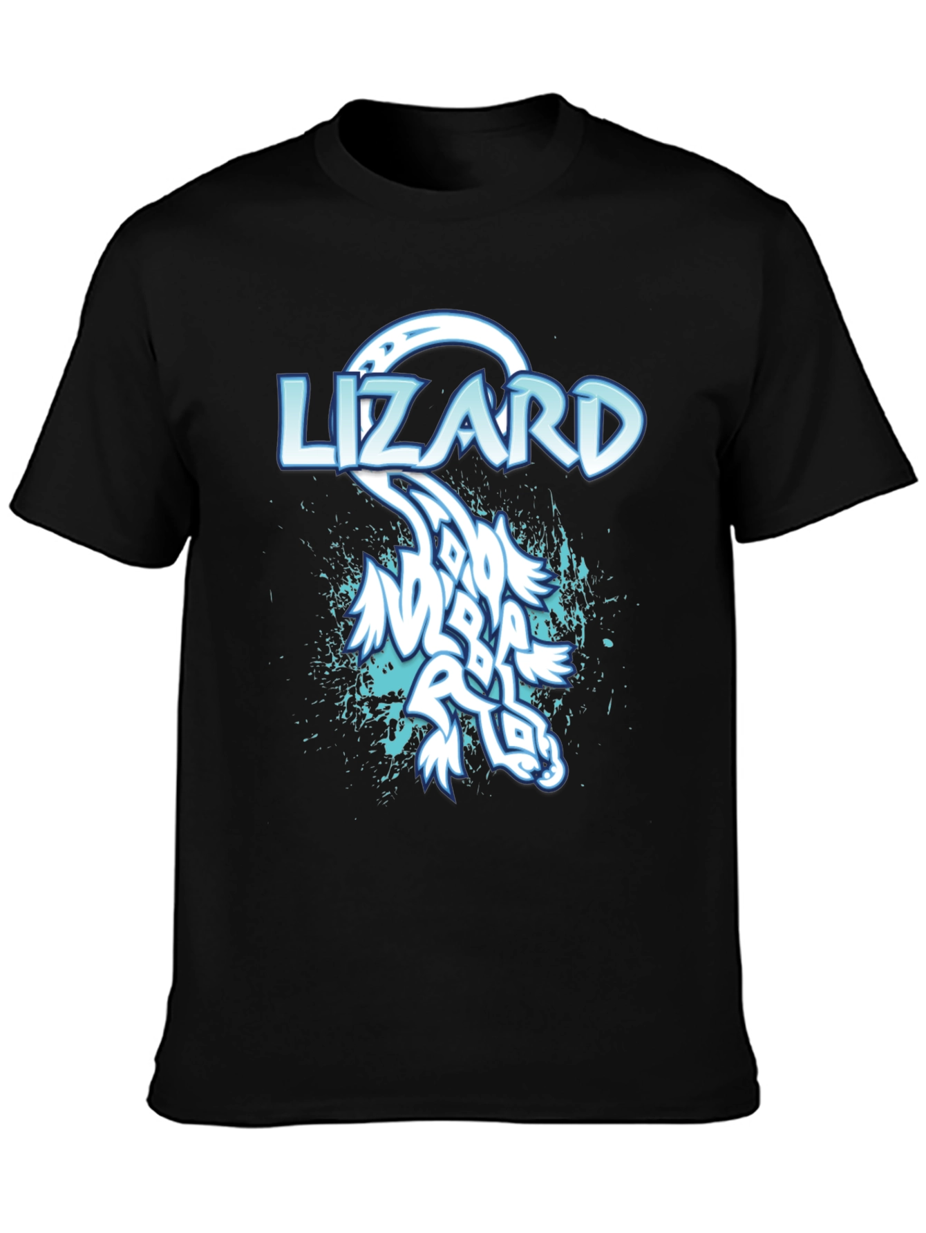 Lizard Graphic Print Mens Black T-Shirt