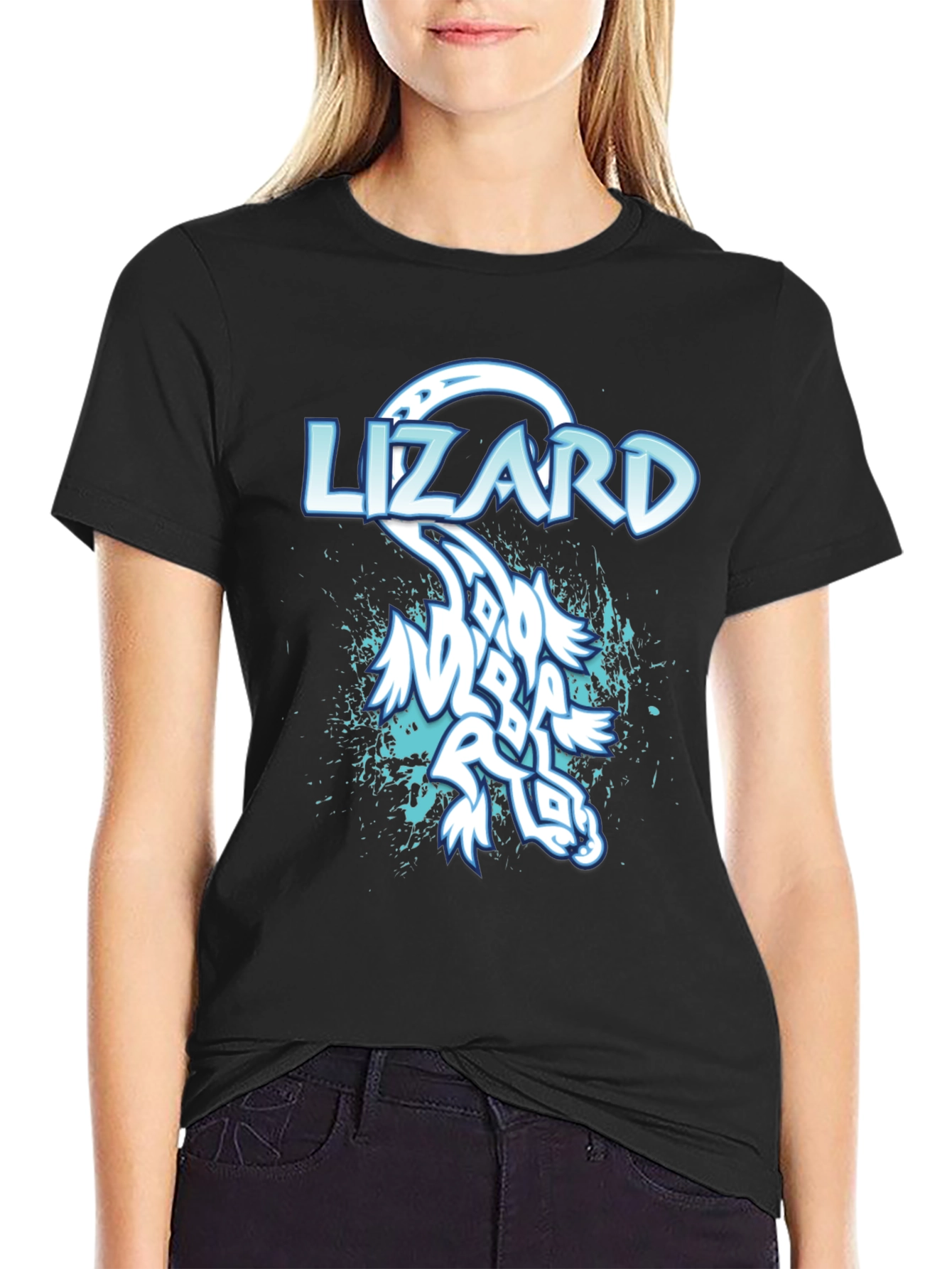 Lizard Graphic Print Mens Black T-Shirt