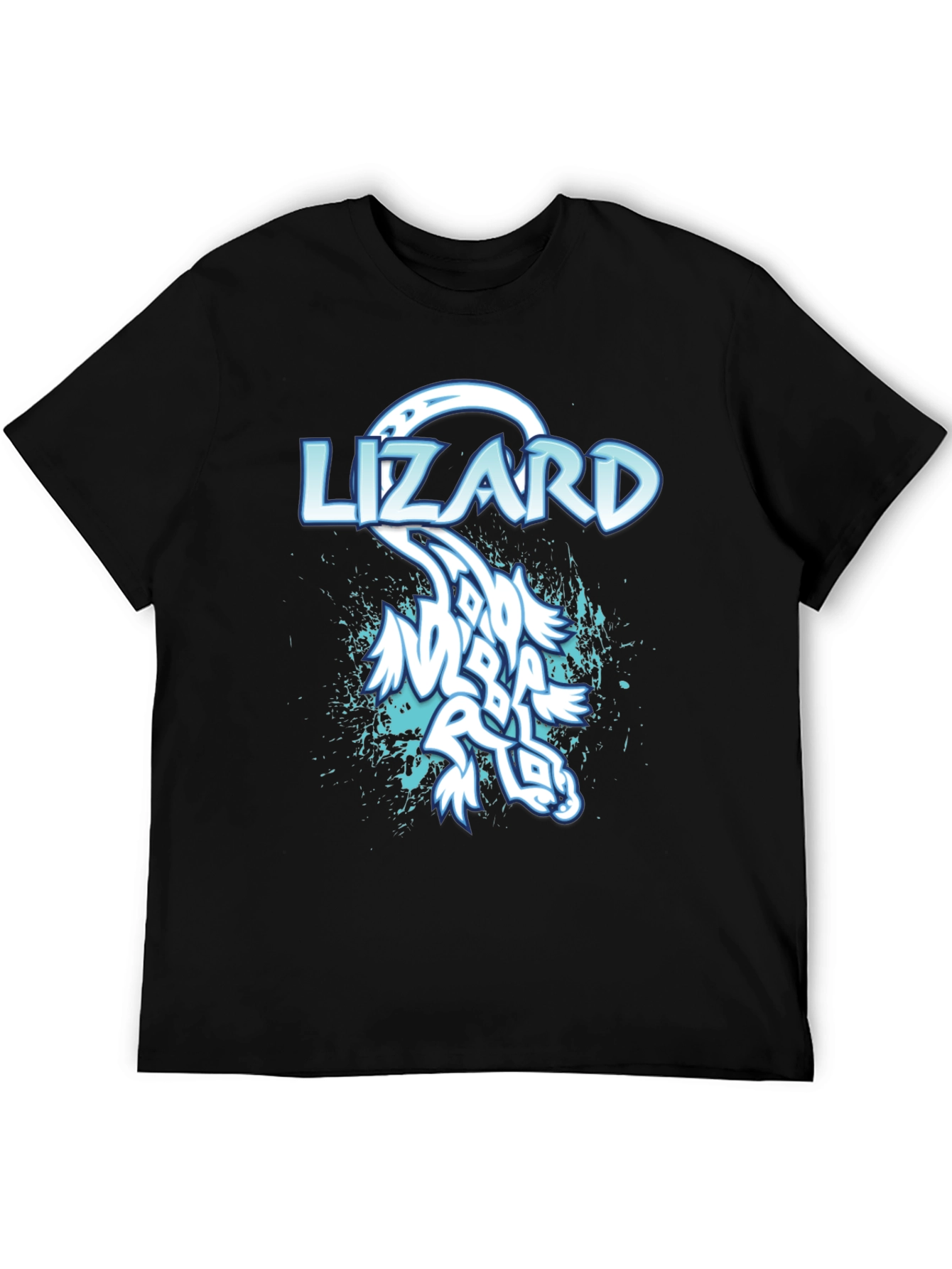 Lizard Graphic Print Mens Black T-Shirt
