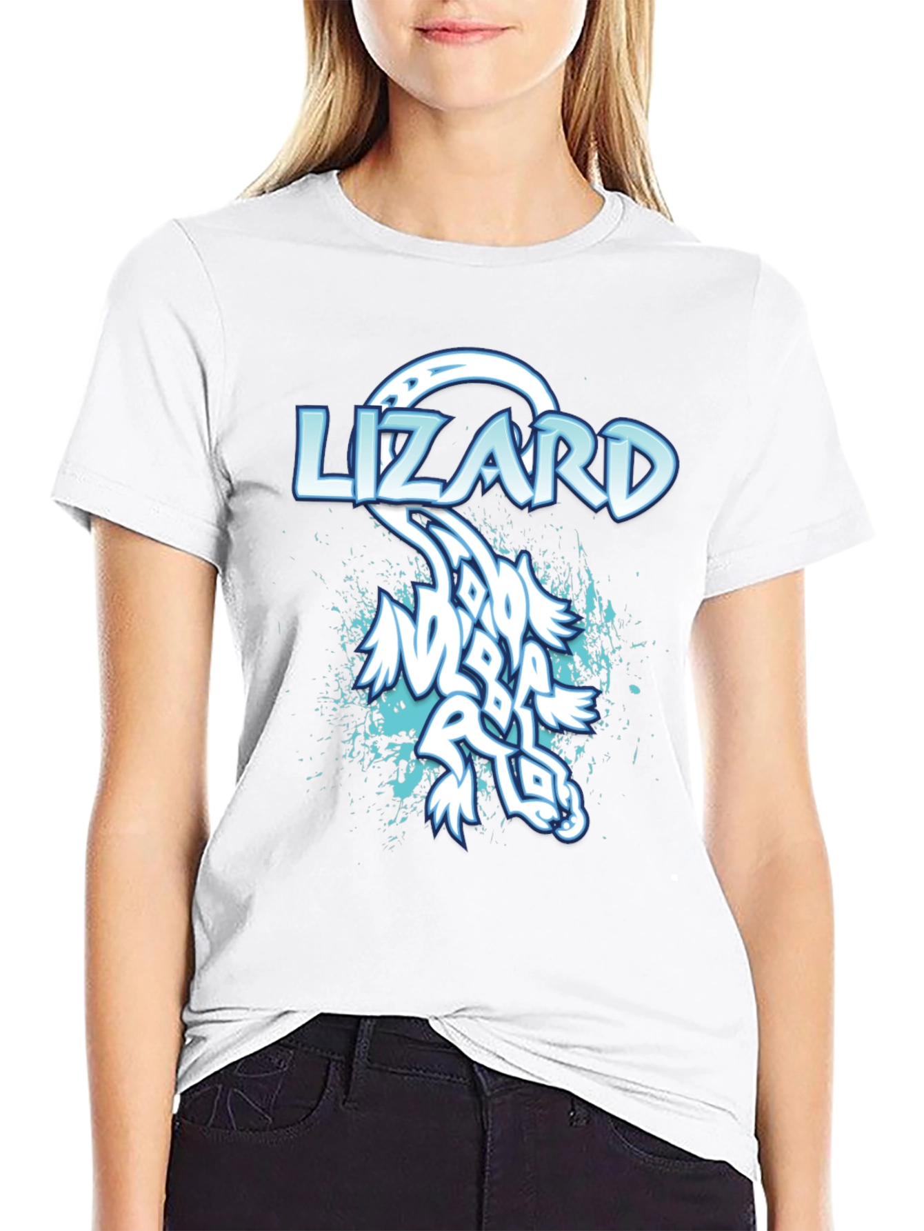 Lizard Graphic Print Mens Black T-Shirt