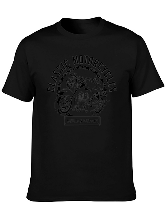 Classic Motorcycles Build & Repair Graphic Tee - Black