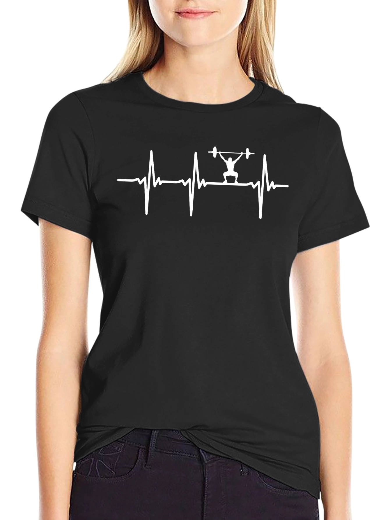 Weightlifting Heartbeat T-Shirt - Black