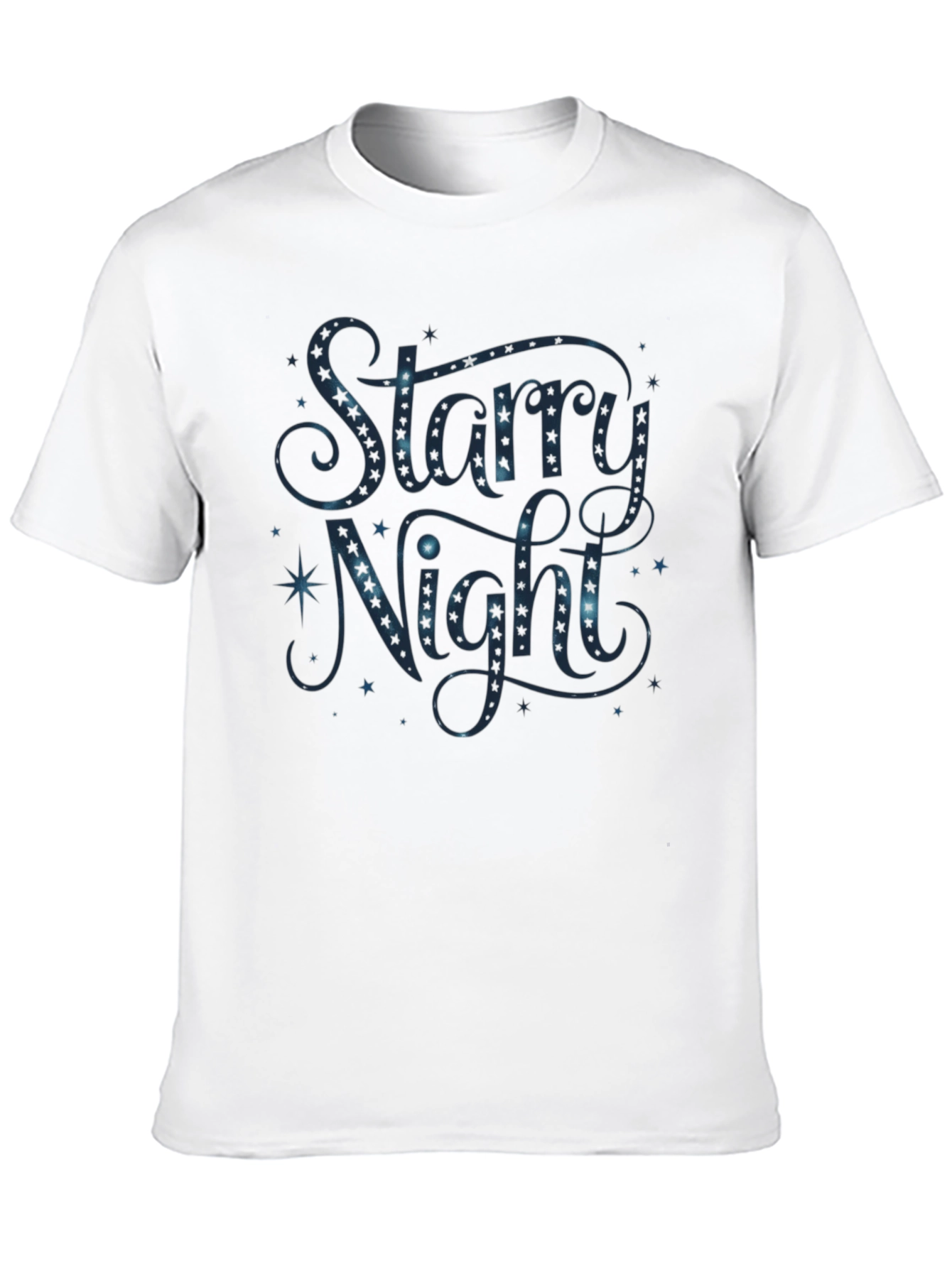 Starry Night Graphic Print Black T-Shirt