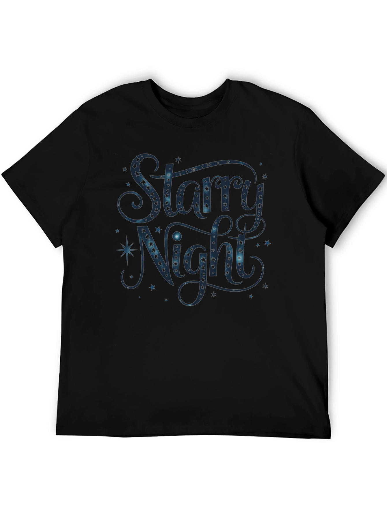 Starry Night Graphic Print Black T-Shirt