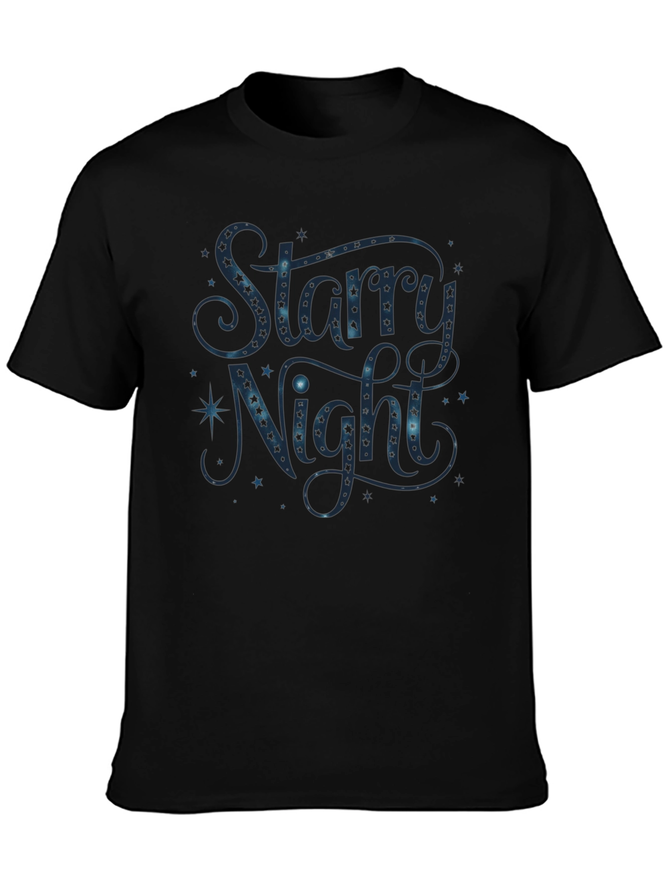Starry Night Graphic Print Black T-Shirt