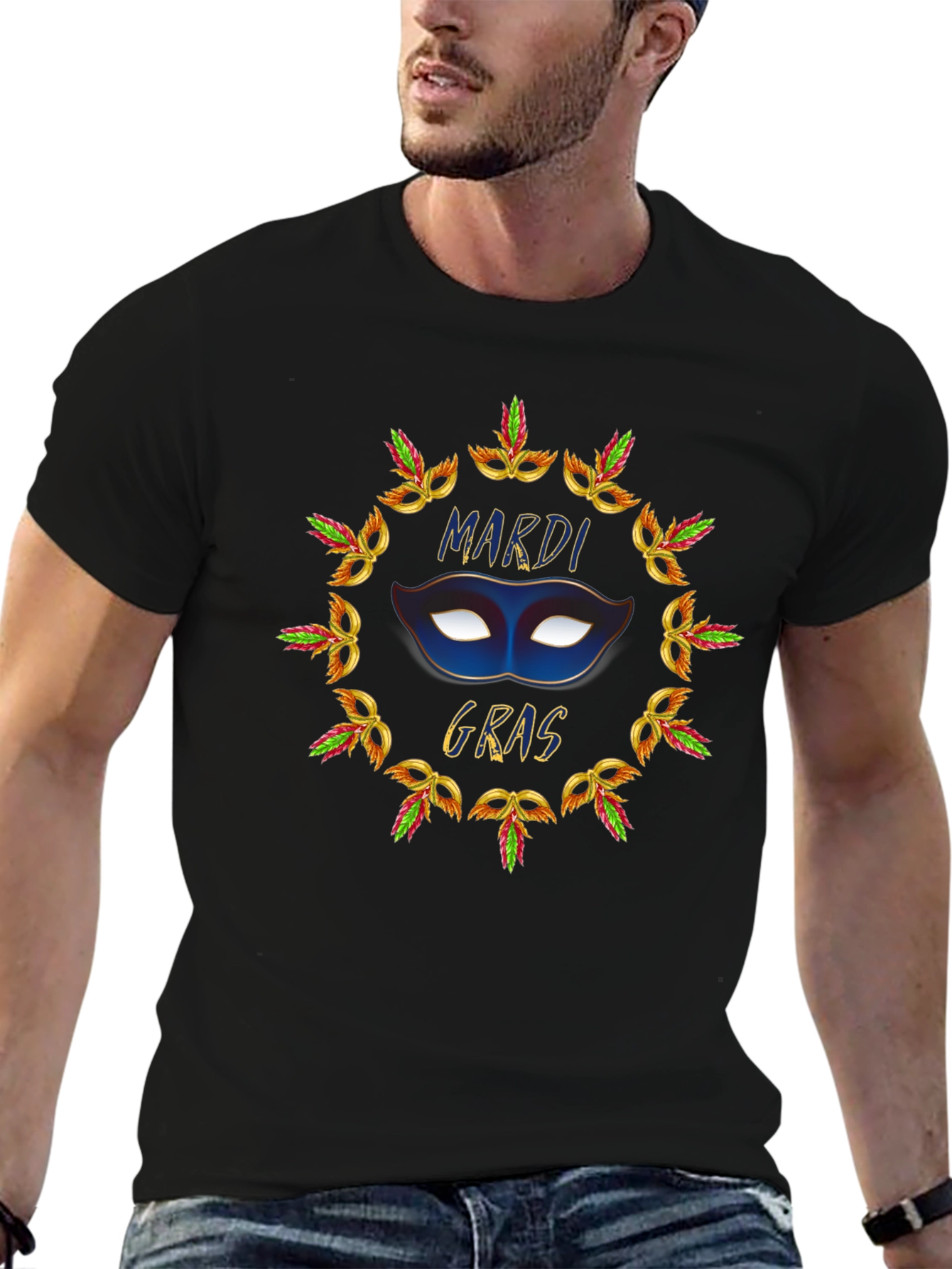 Mardi Gras Mask T-Shirt - Festive Celebration Tee