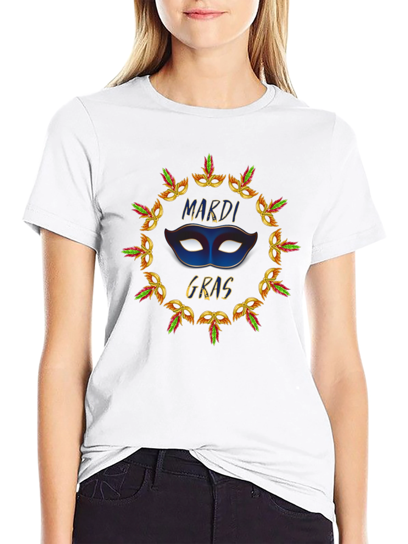 Mardi Gras Mask T-Shirt - Festive Celebration Tee