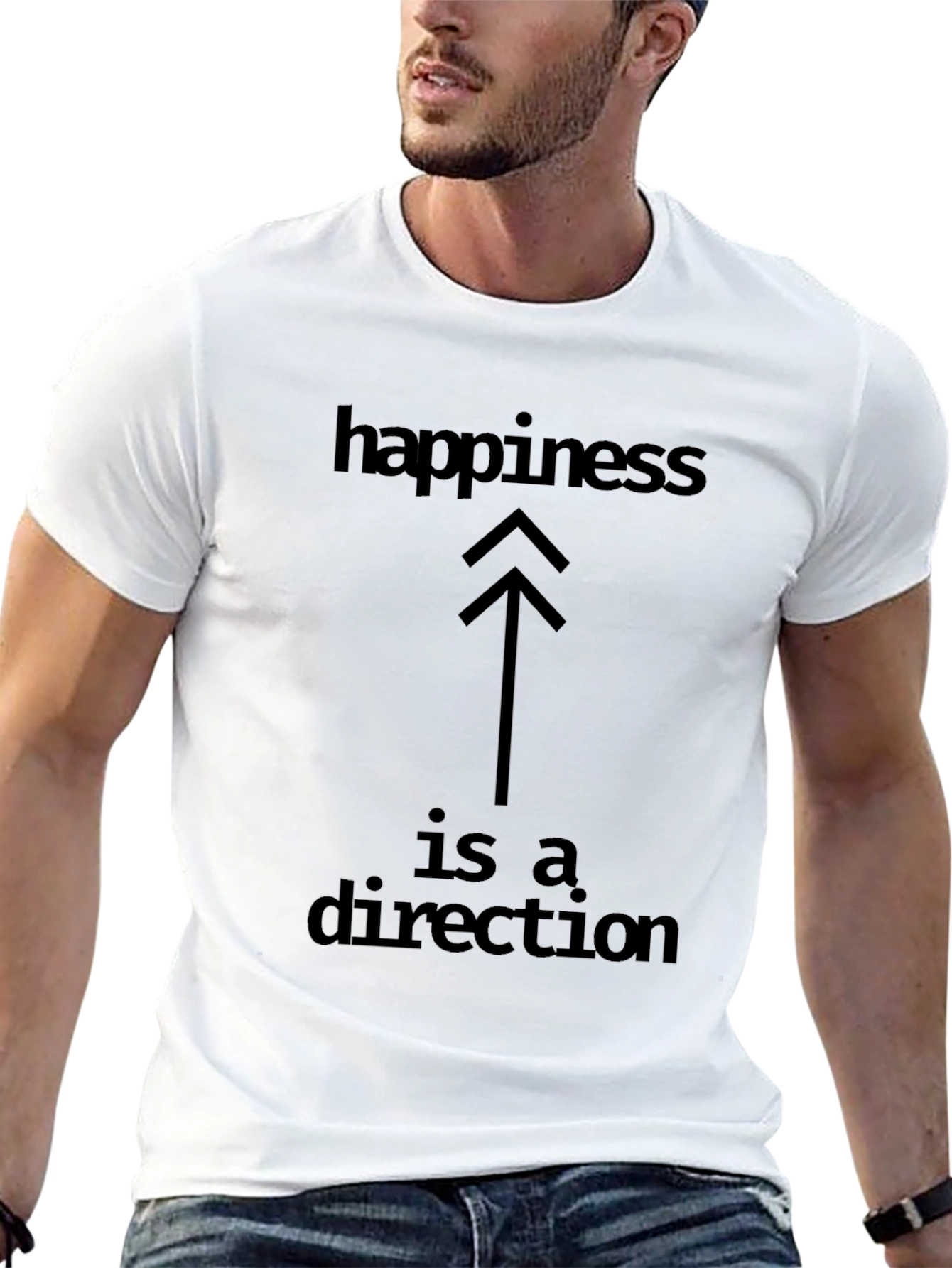Happiness Direction Black Graphic Tee