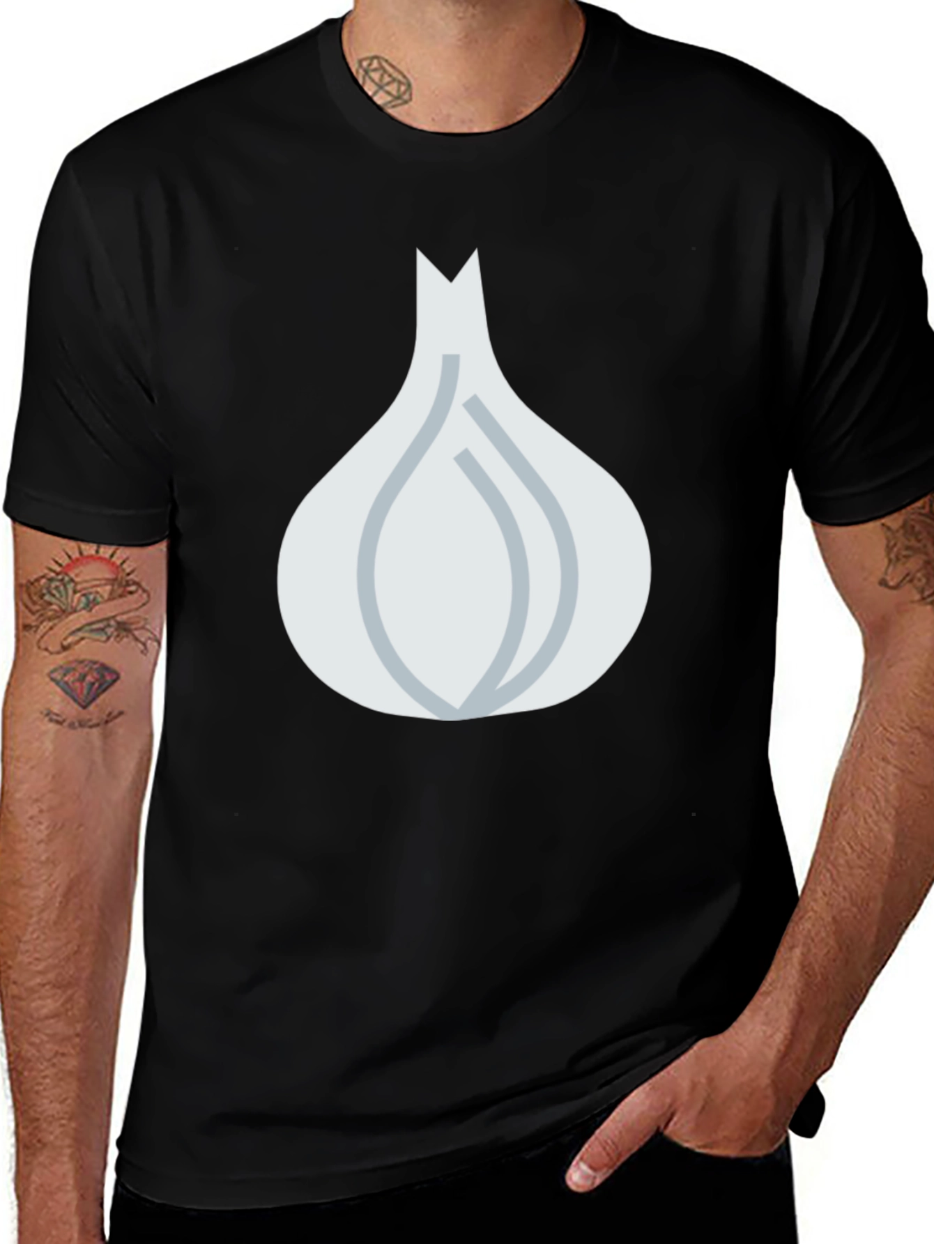 Garlic Graphic Tee - Black Cotton Blend T-Shirt