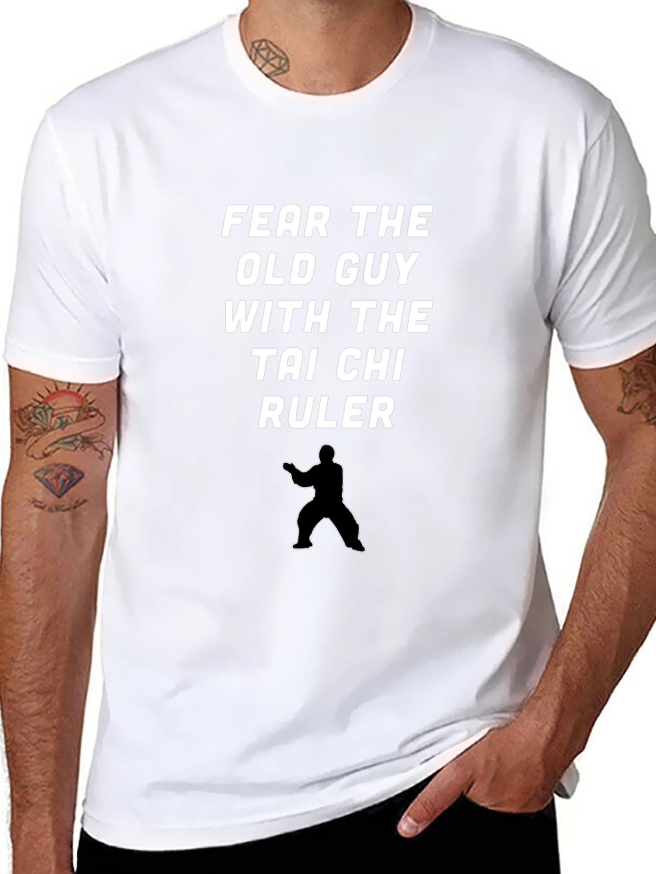 Fear the Old Guy Tai Chi Ruler Black T-Shirt