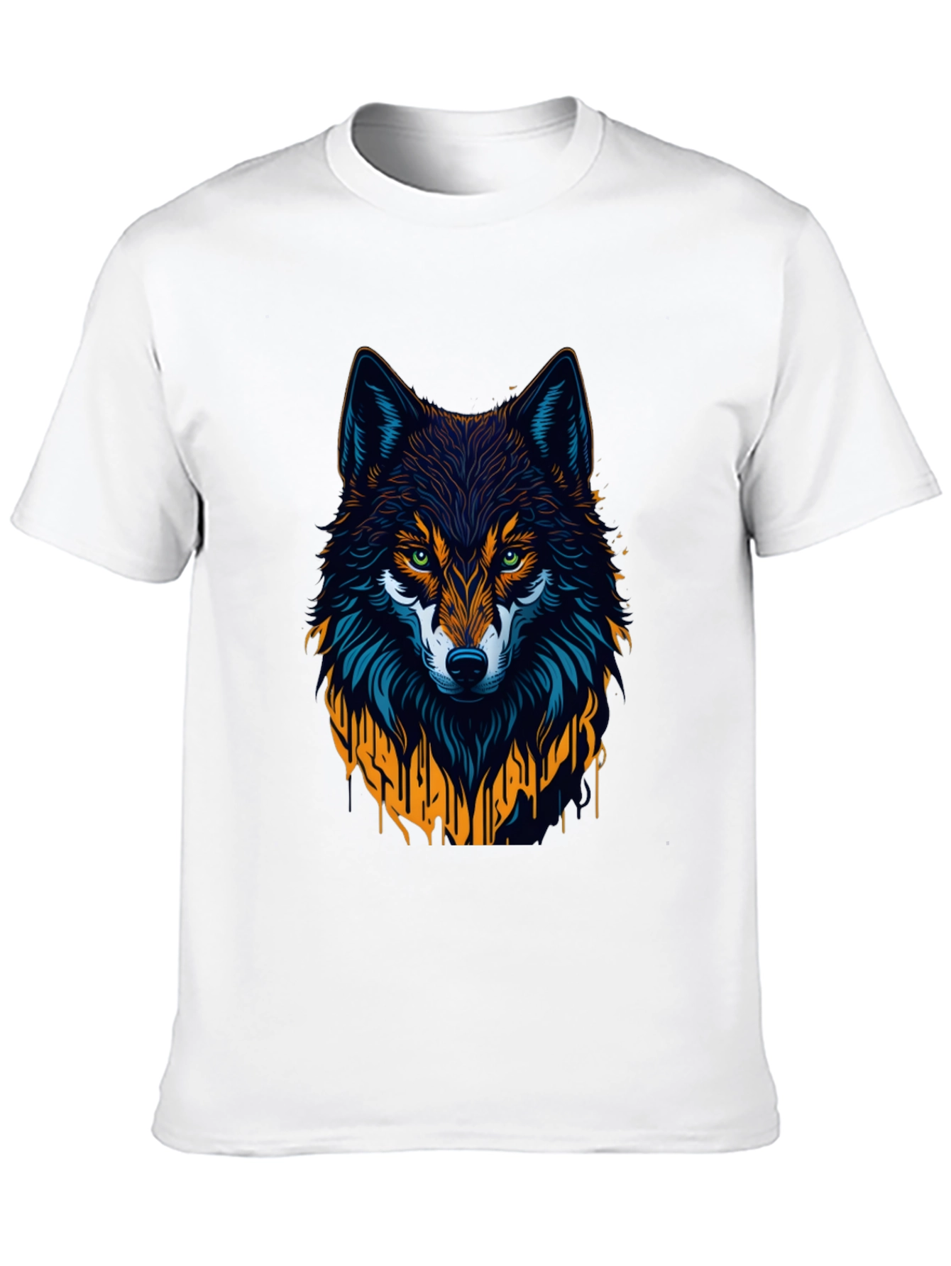 Wolf Graphic Print Tee - Black Crew Neck T-Shirt