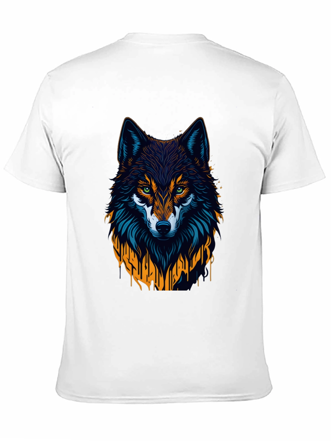 Wolf Graphic Print Tee - Black Crew Neck T-Shirt