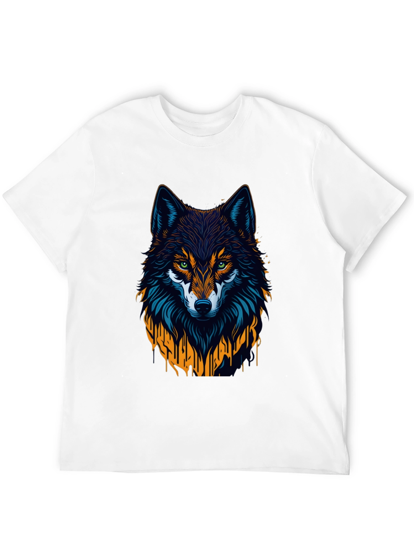 Wolf Graphic Print Tee - Black Crew Neck T-Shirt