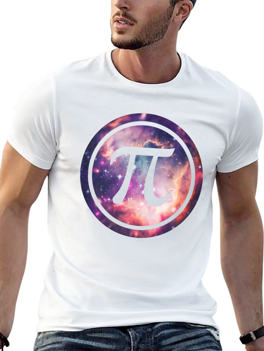 Cosmic Pi Symbol T-Shirt - Galaxy Design