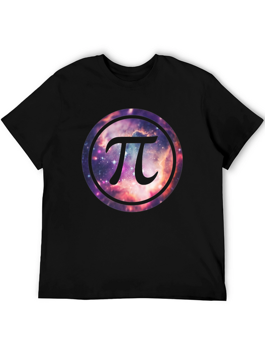 Cosmic Pi Symbol T-Shirt - Galaxy Design
