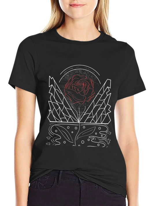 Geometric Rose Graphic Print Tee