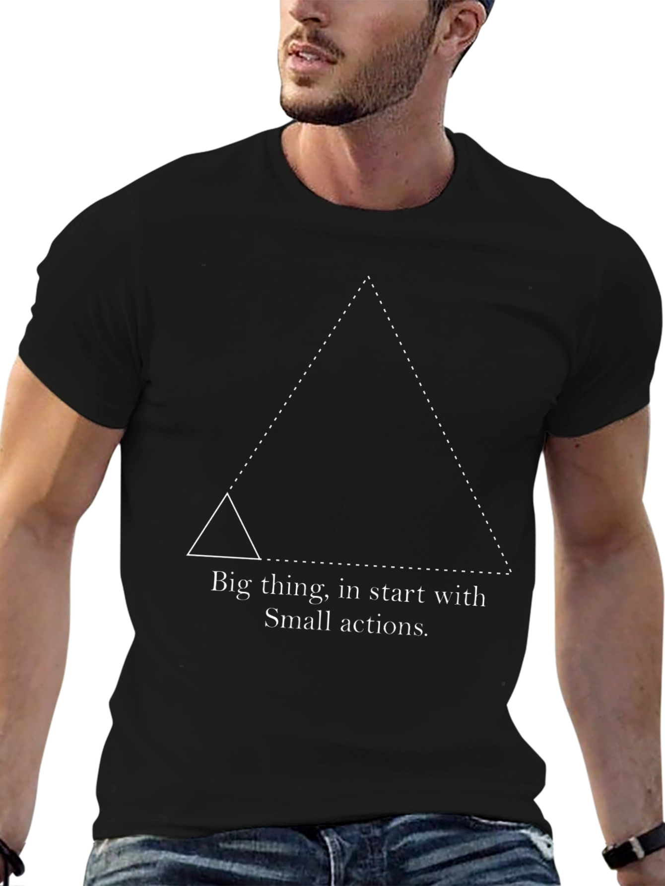Motivational Triangle Graphic Tee - Black