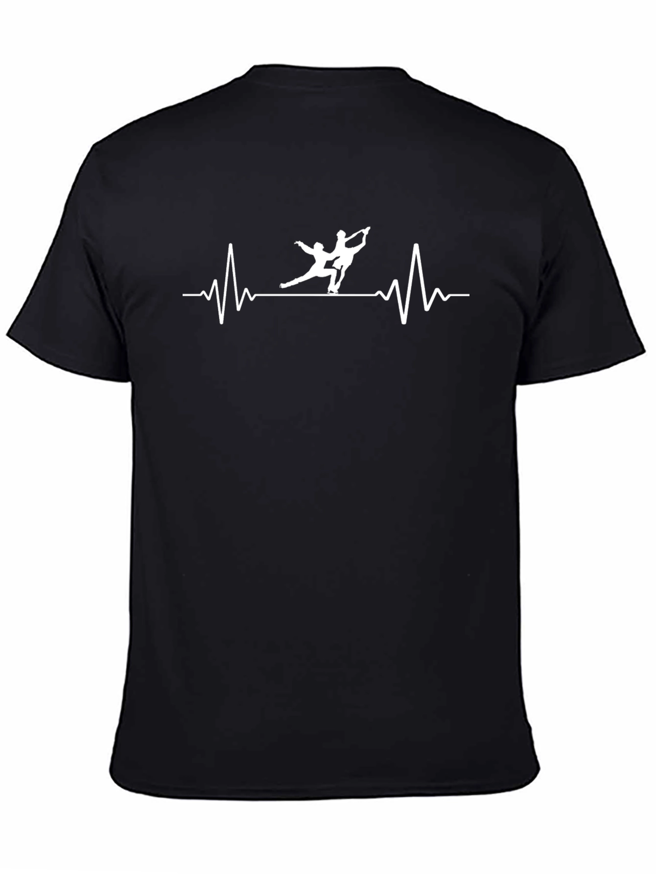 Figure Skating Heartbeat Tee - Black Cotton T-Shirt