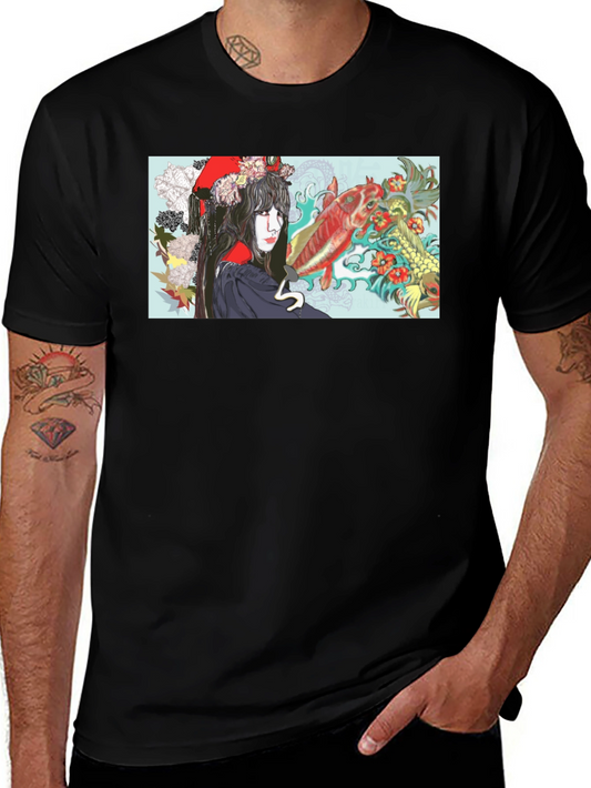 Koi Fish Geisha Graphic T-Shirt