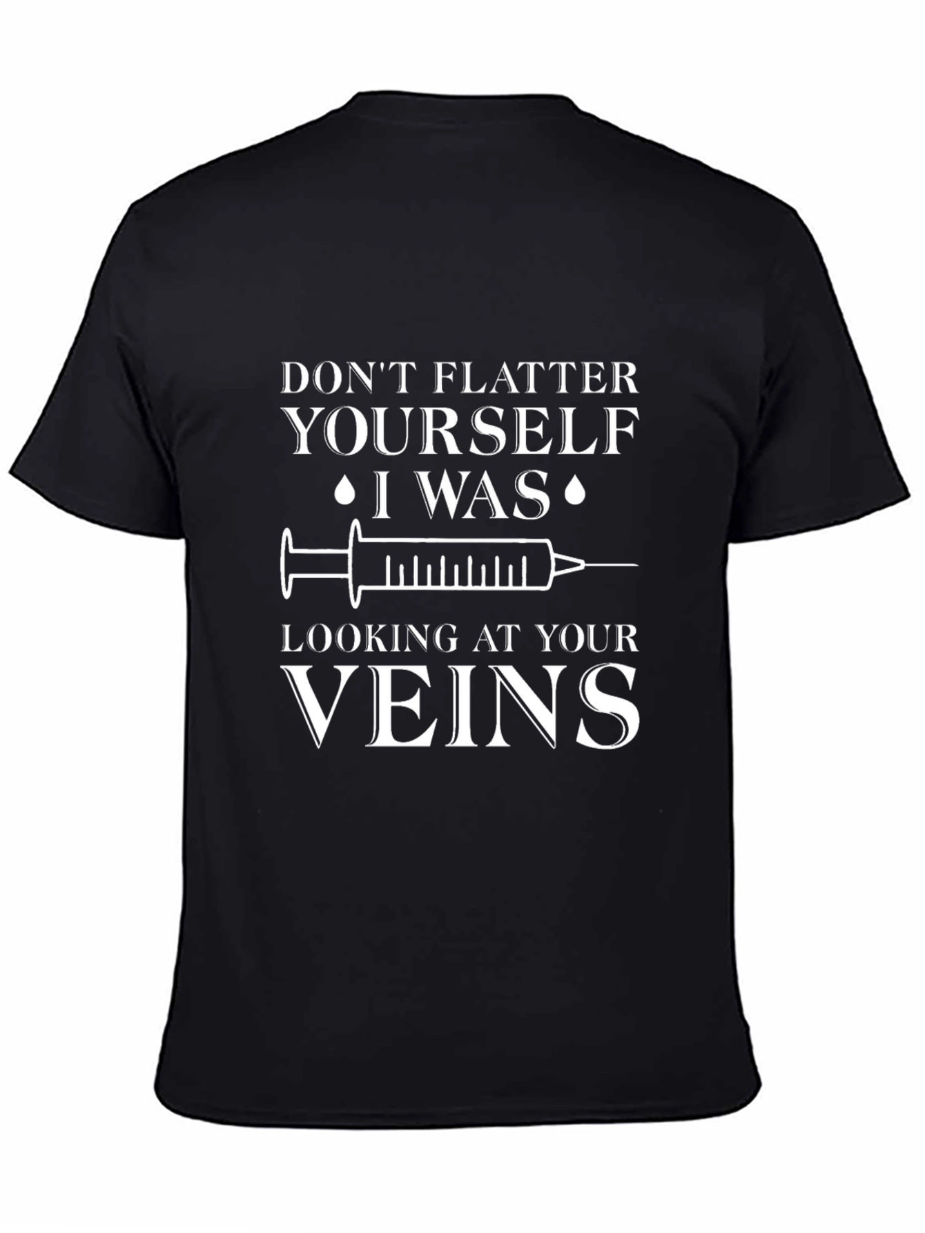 Funny Nurse Vein Graphic Black T-Shirt