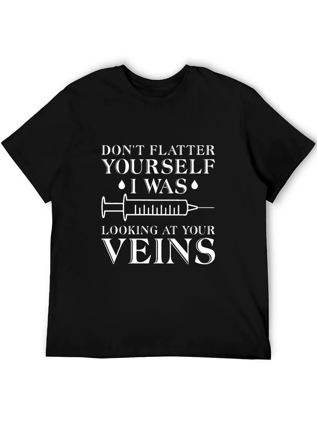 Funny Nurse Vein Graphic Black T-Shirt