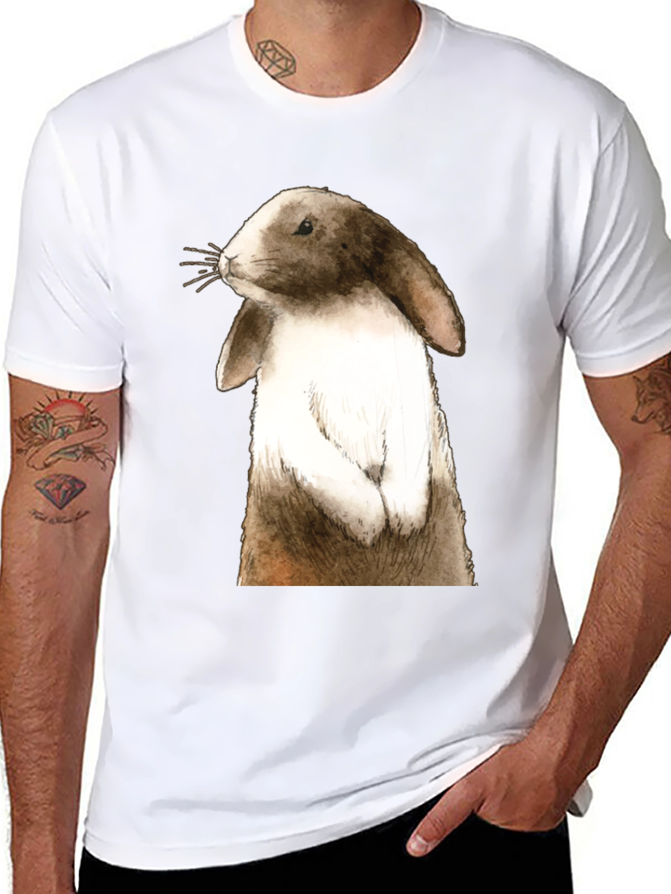 Rabbit Graphic Tee - Casual Black T-Shirt