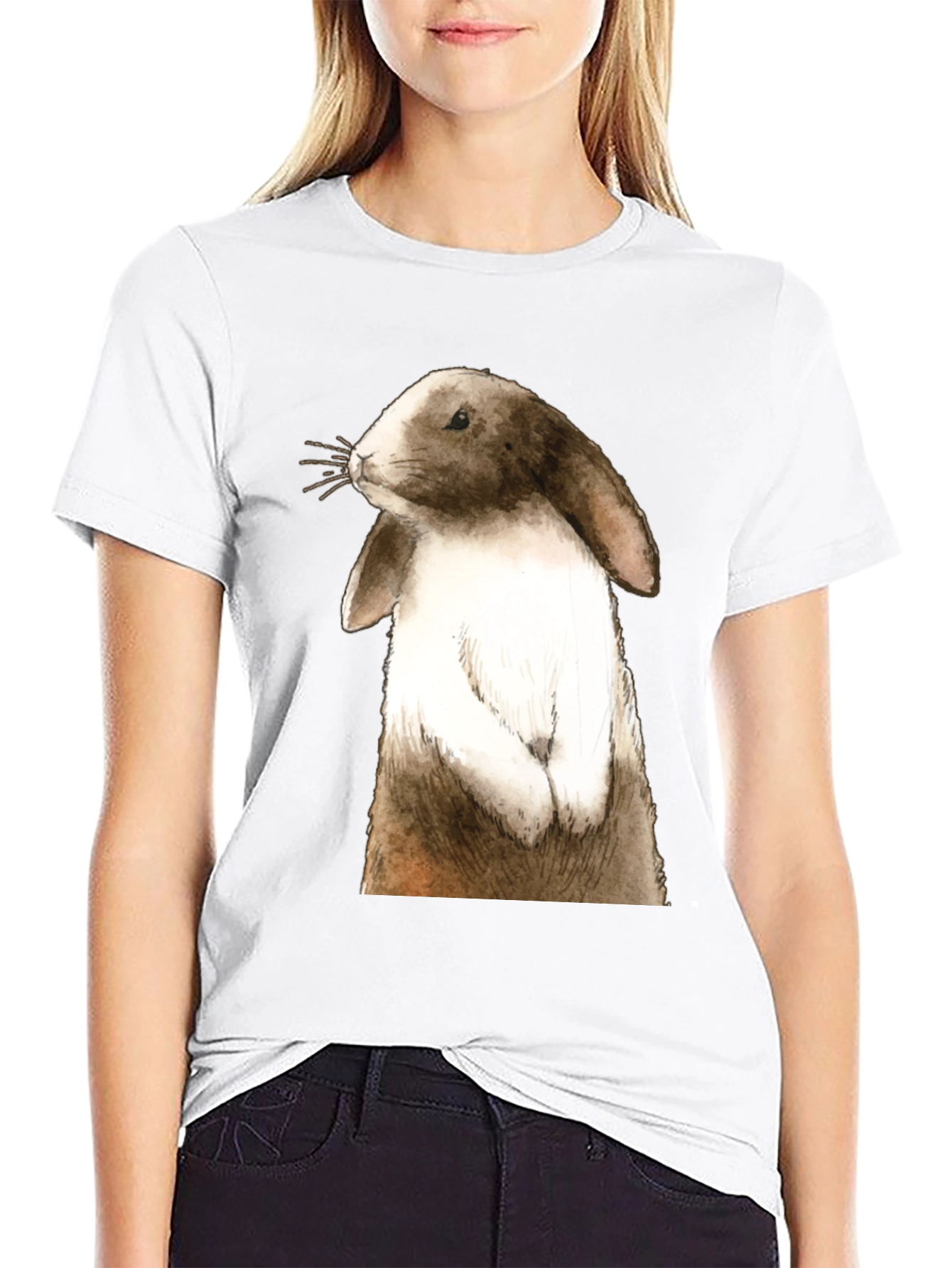 Rabbit Graphic Tee - Casual Black T-Shirt