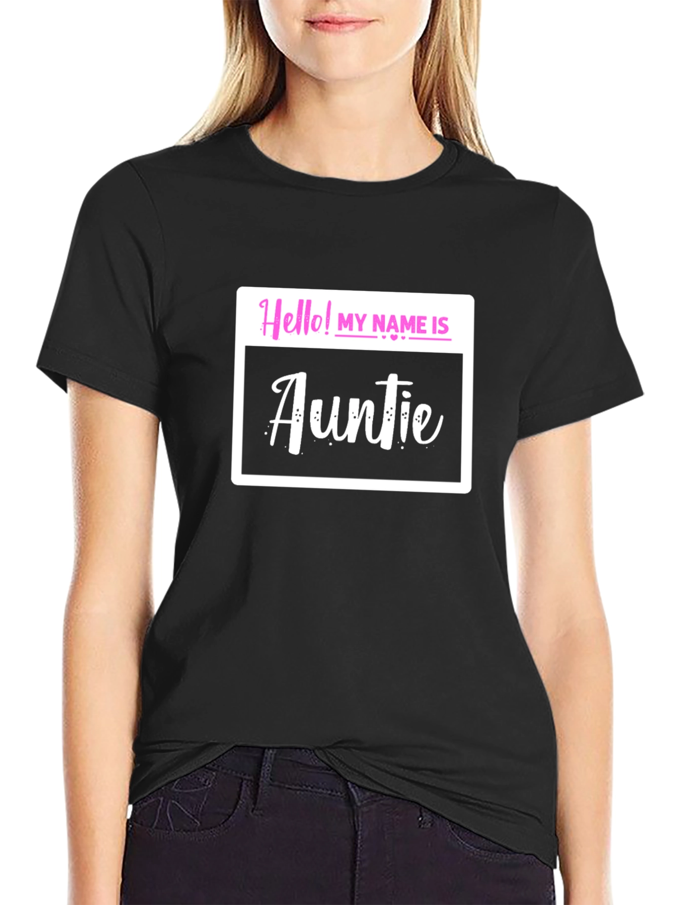 Hello! My Name is Auntie T-Shirt - Black