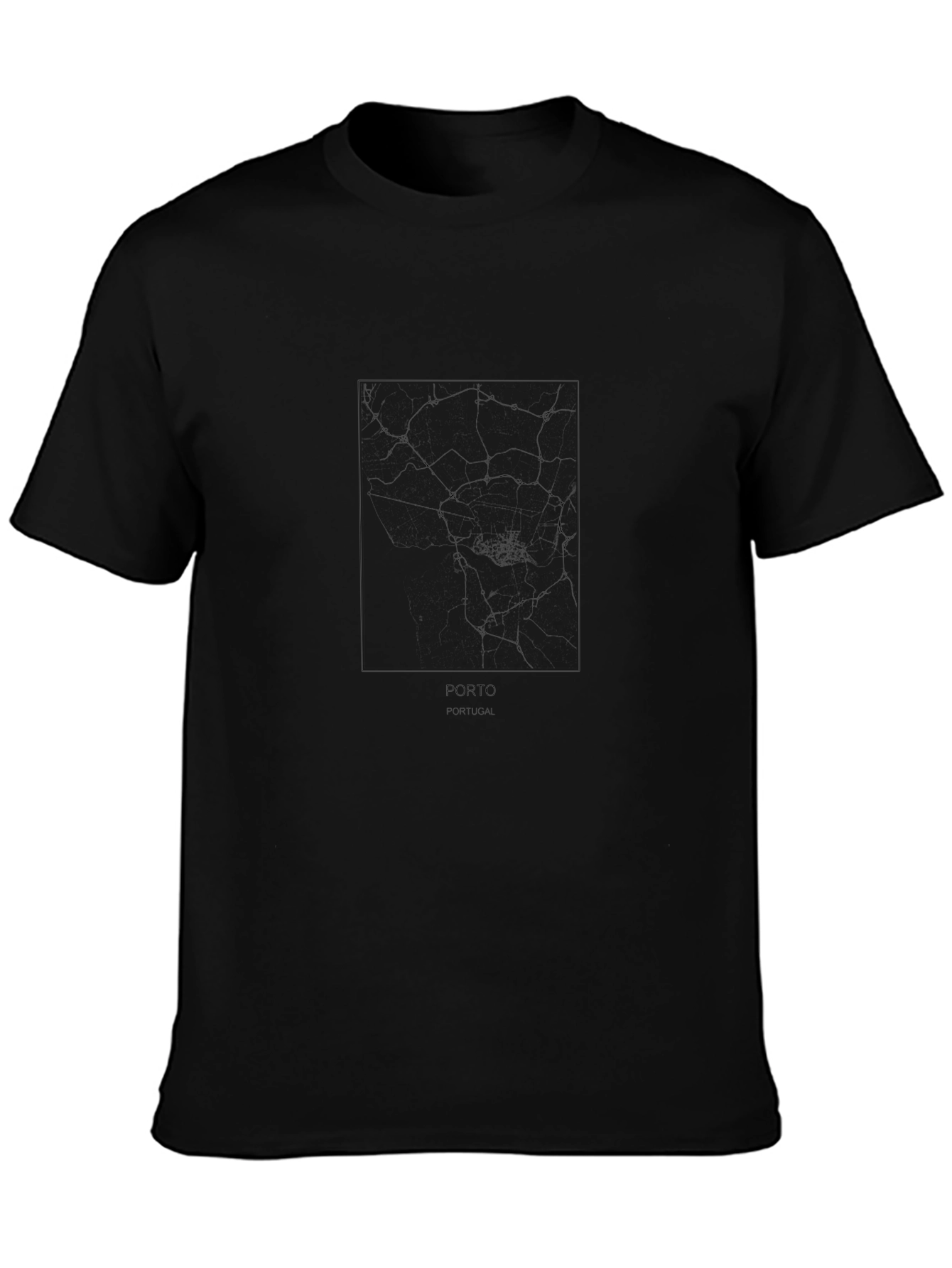 Porto Road Map Graphic Black T-Shirt
