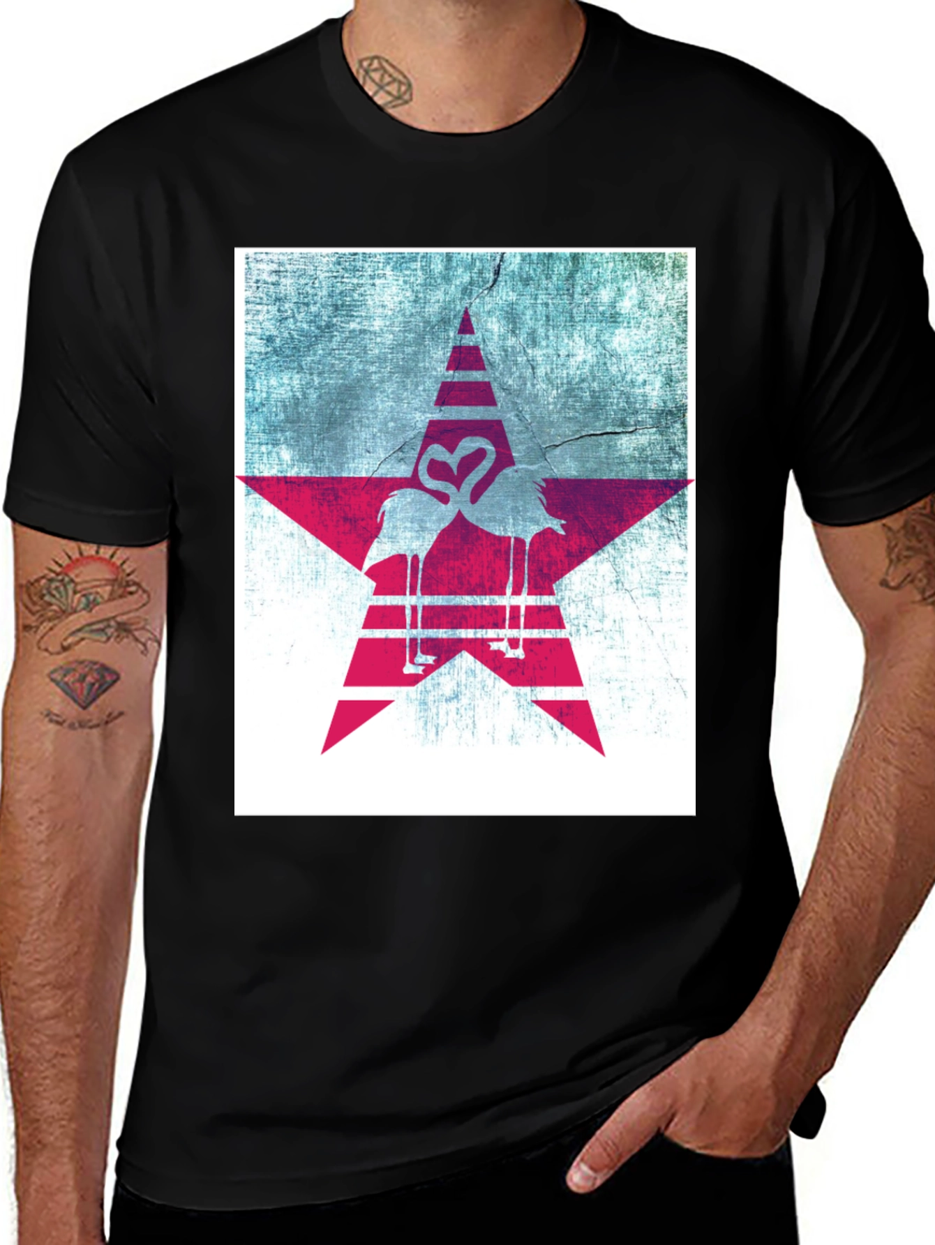 Flamingo Star Graphic Tee - Unique Design