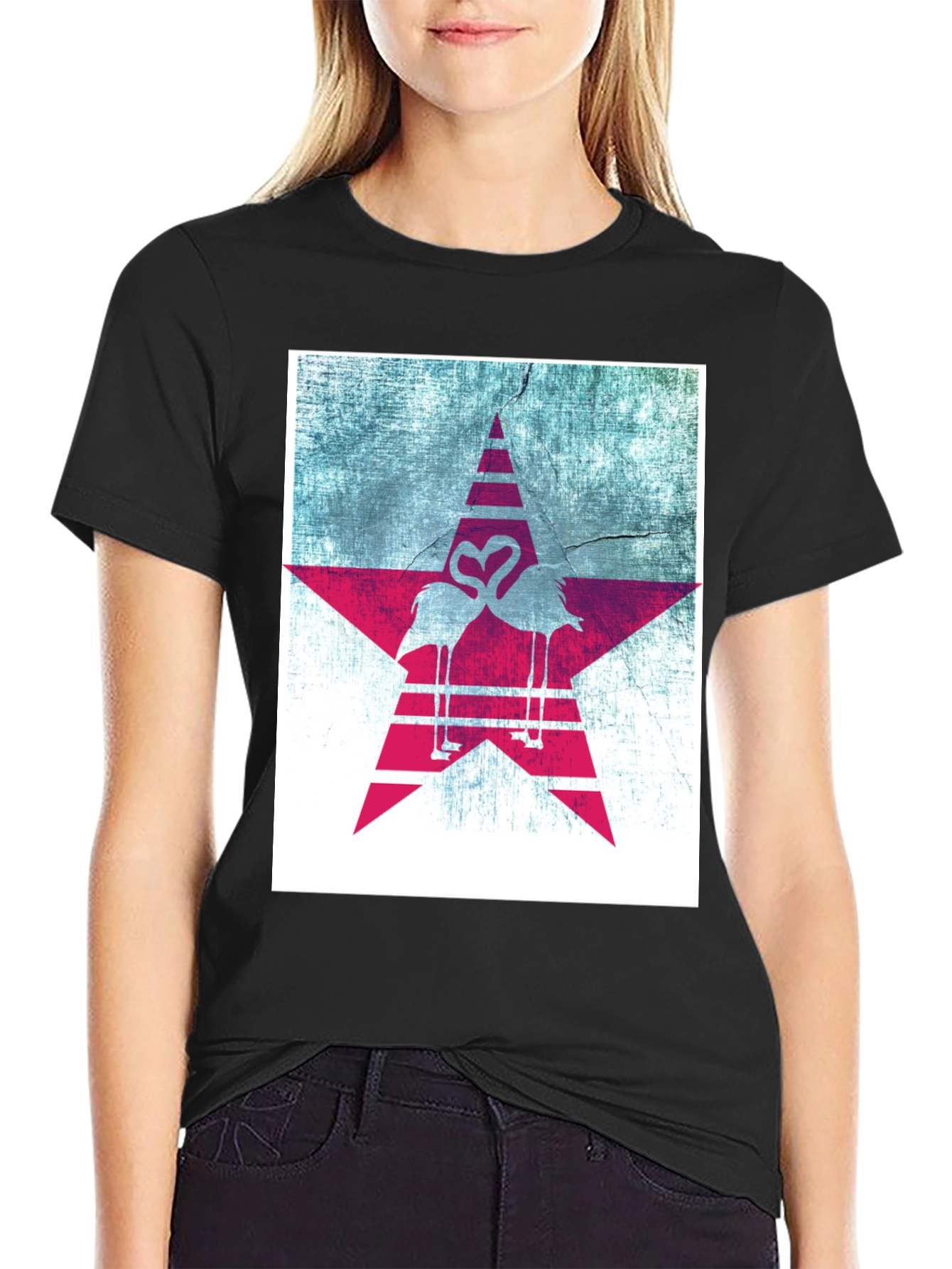 Flamingo Star Graphic Tee - Unique Design