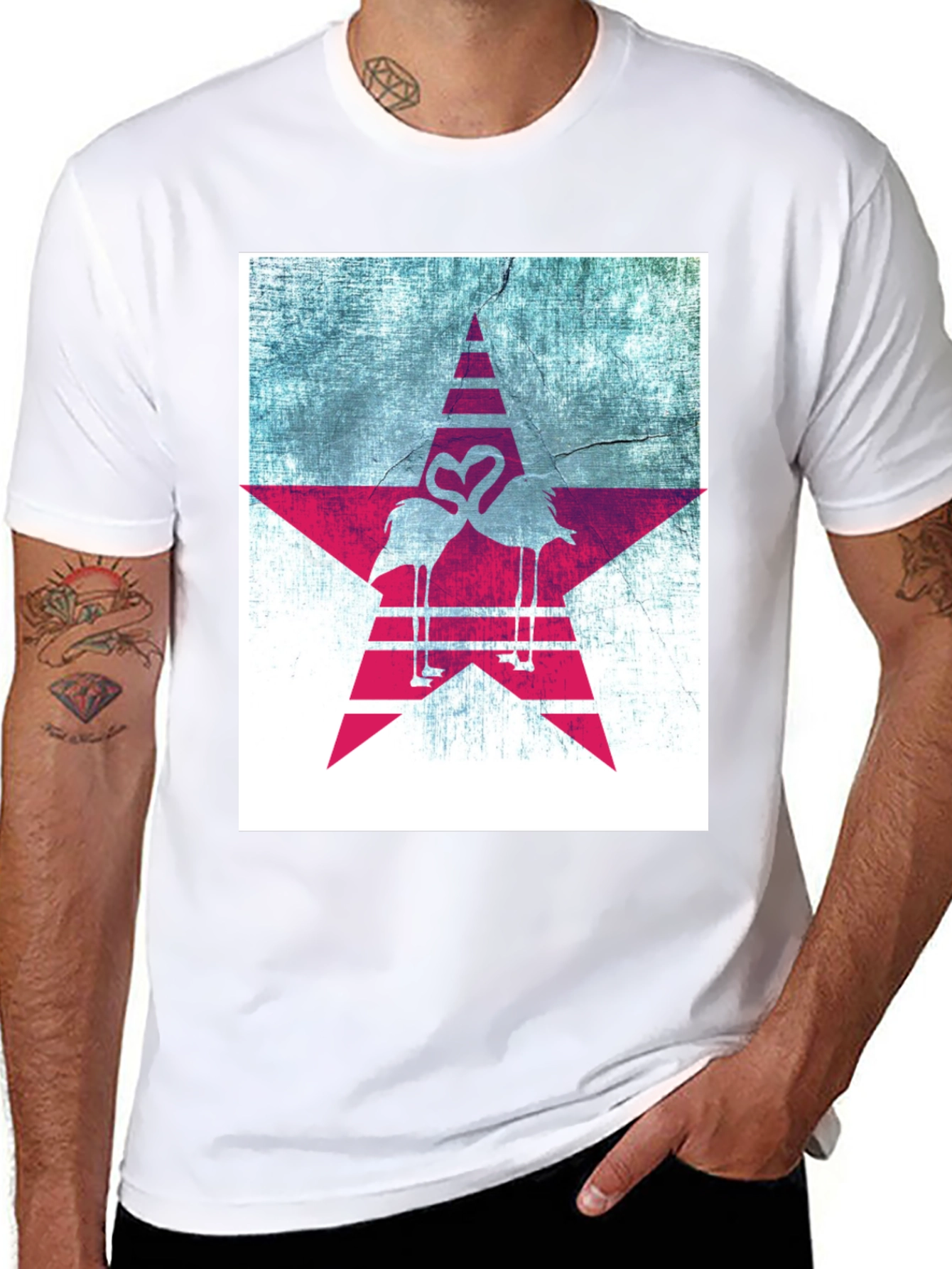Flamingo Star Graphic Tee - Unique Design