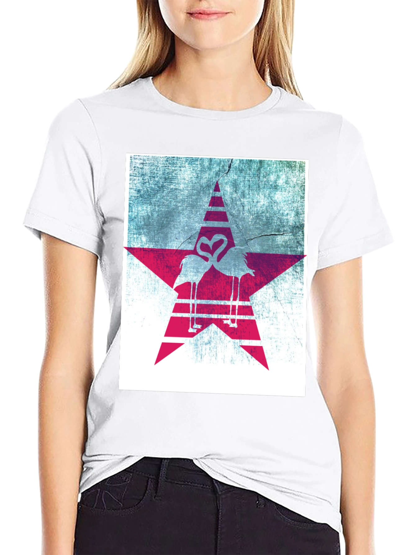 Flamingo Star Graphic Tee - Unique Design