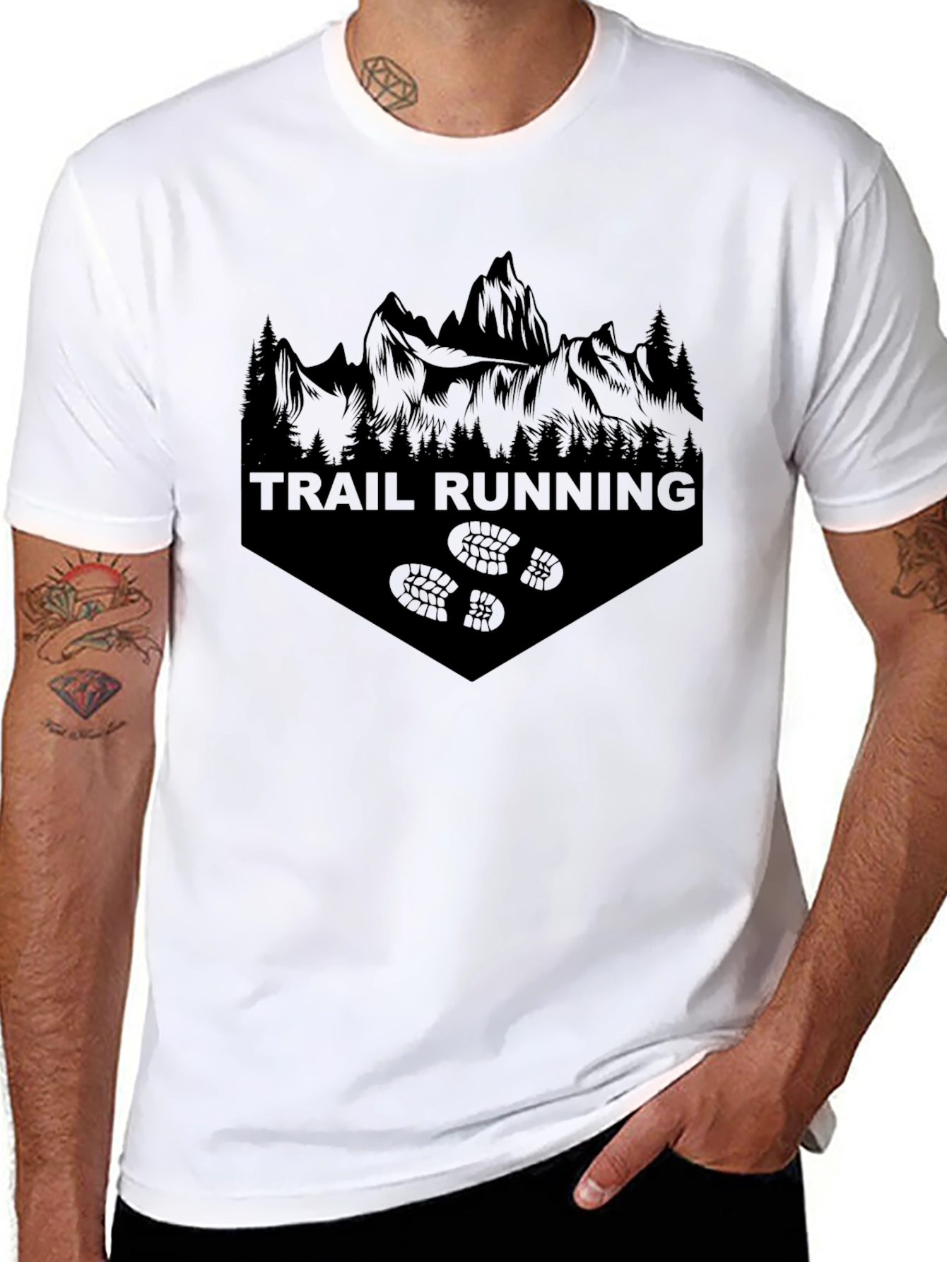 Trail Running Mountain Graphic Tee - Black