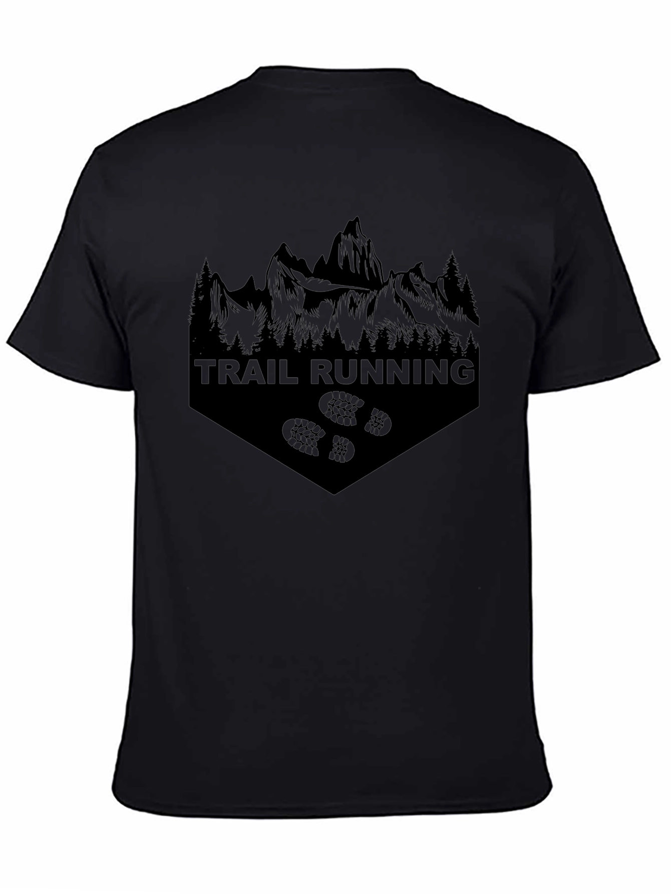 Trail Running Mountain Graphic Tee - Black