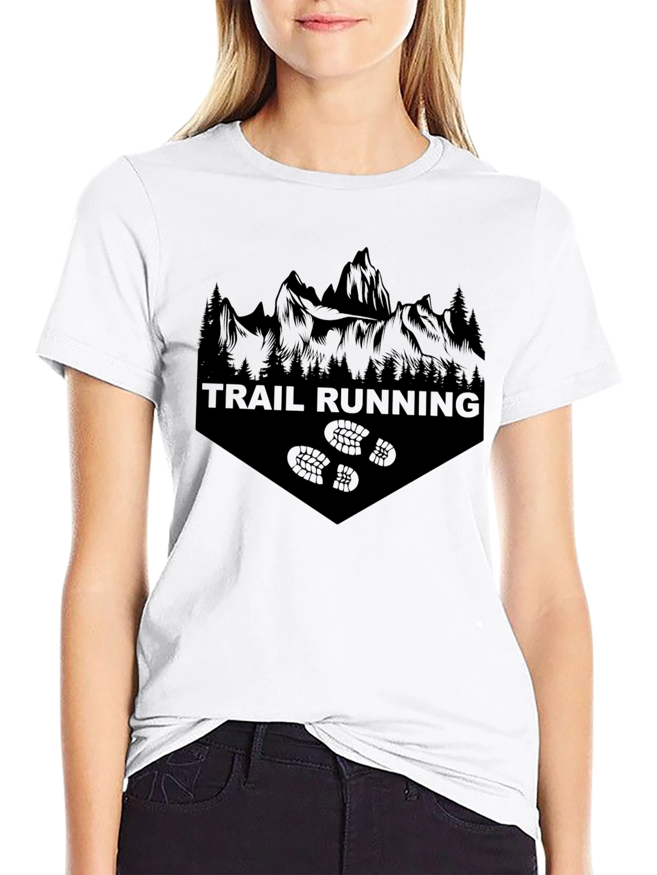 Trail Running Mountain Graphic Tee - Black