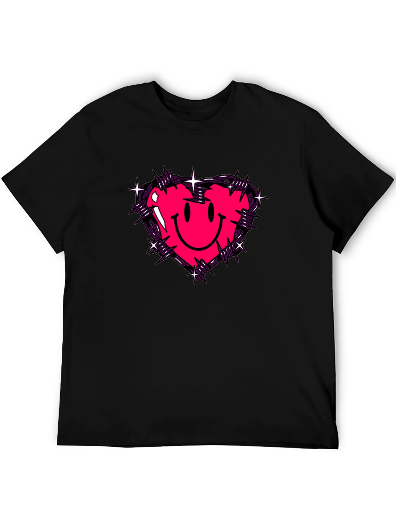 Barbed Heart Smiley Face Graphic Tee