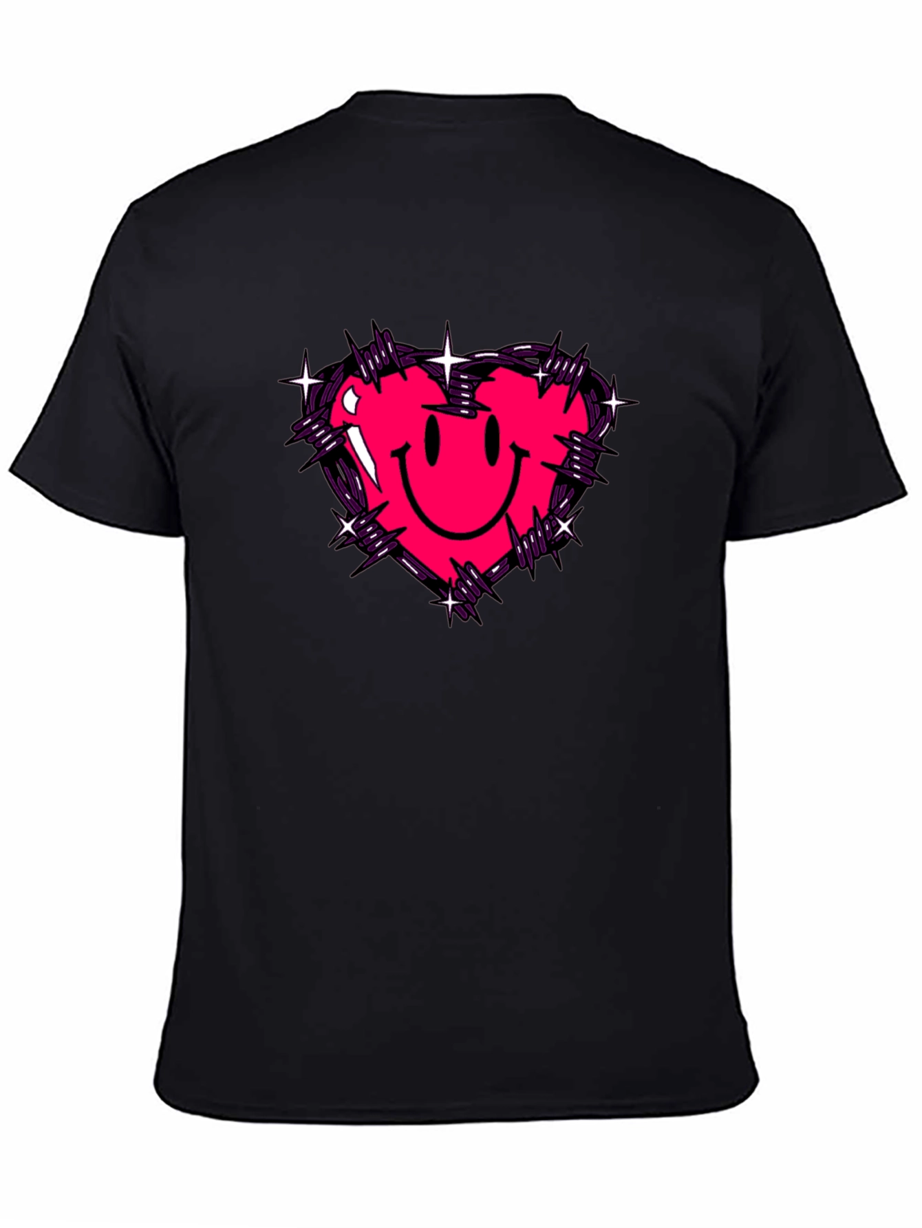 Barbed Heart Smiley Face Graphic Tee