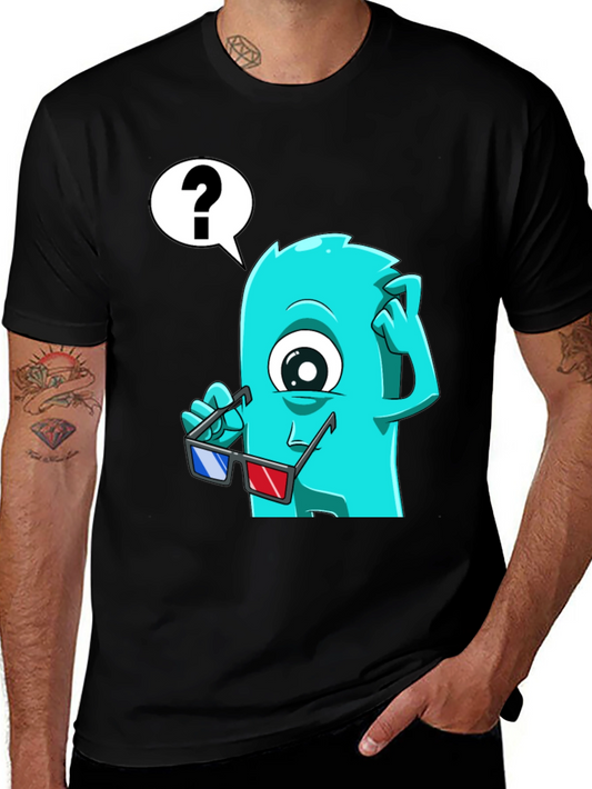 Confused 3D Monster Graphic T-Shirt
