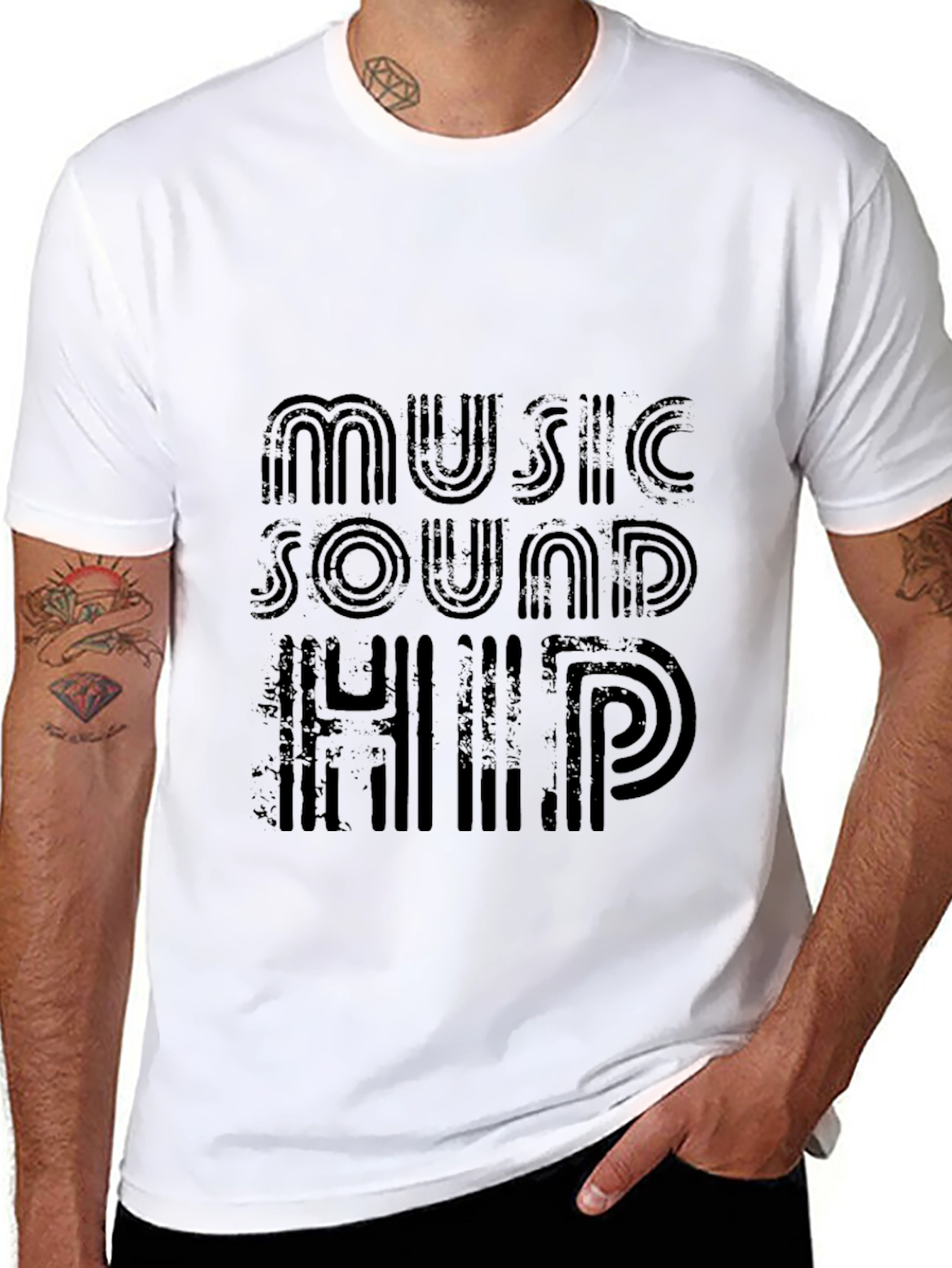 Retro Music Sound Hip Black Graphic Tee