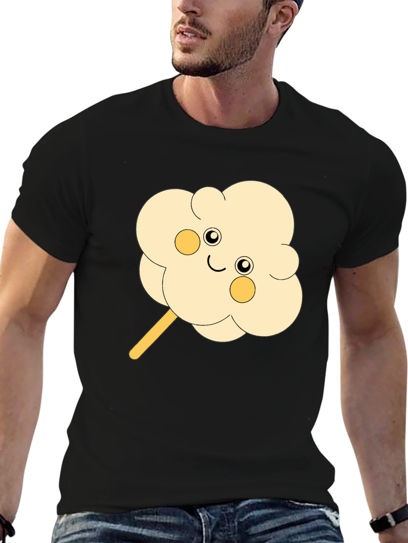 Cute Cotton Candy Graphic Tee - Black