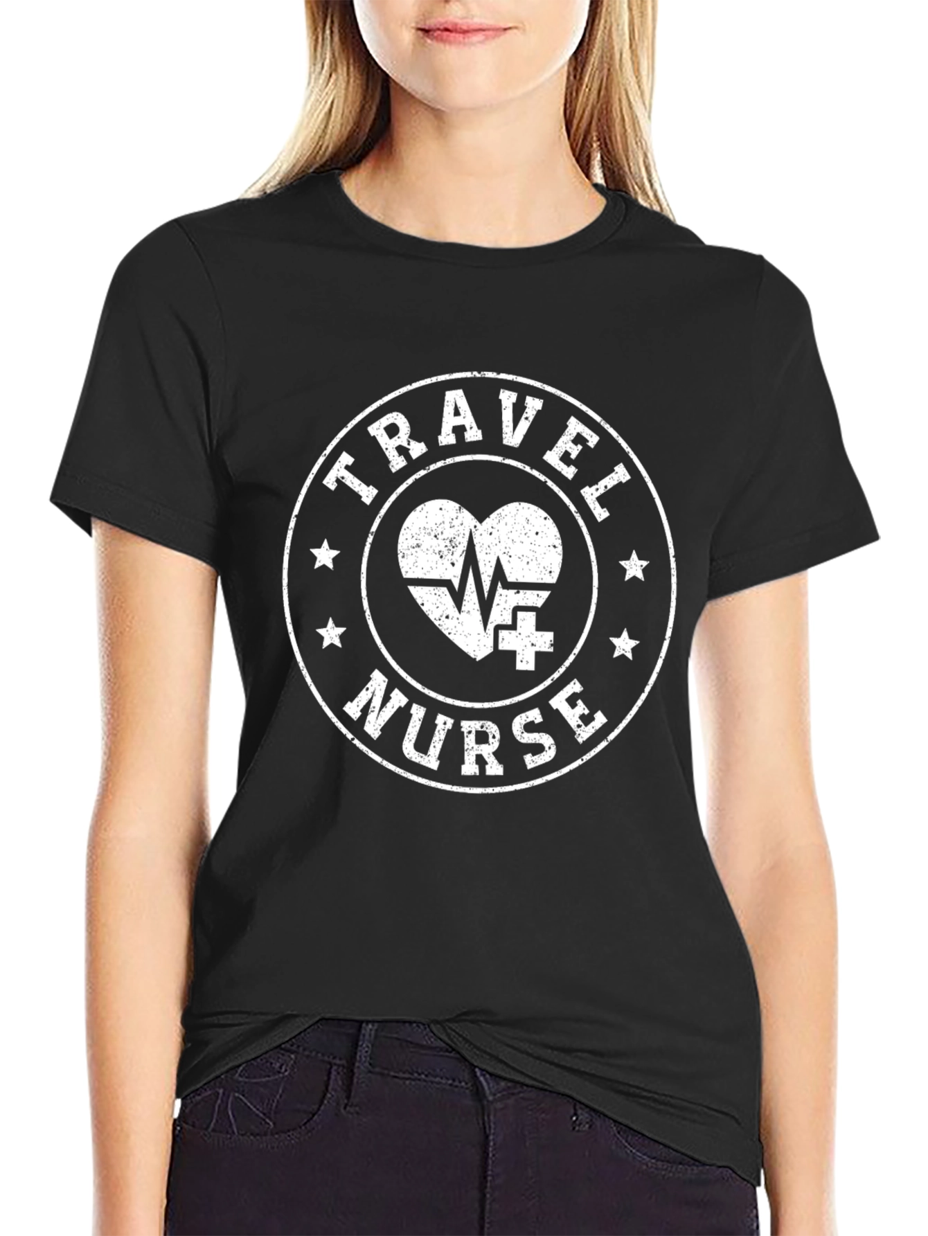 Travel Nurse Graphic T-Shirt - Black Casual Tee