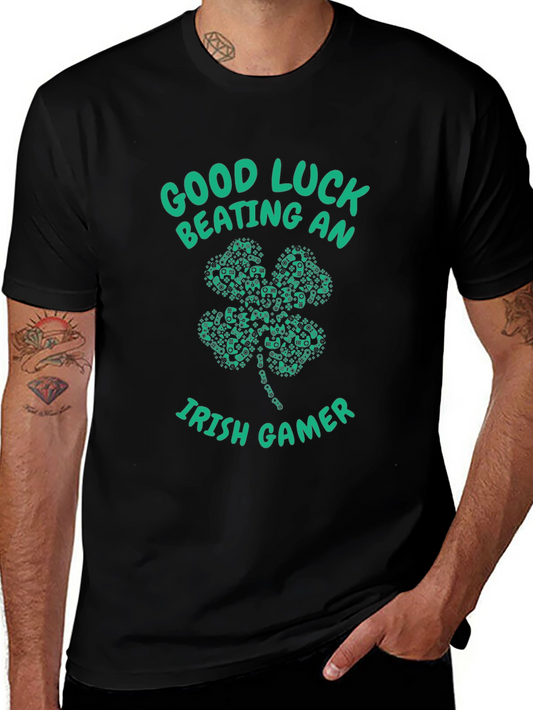 Good Luck Beating an Irish Gamer Black T-Shirt