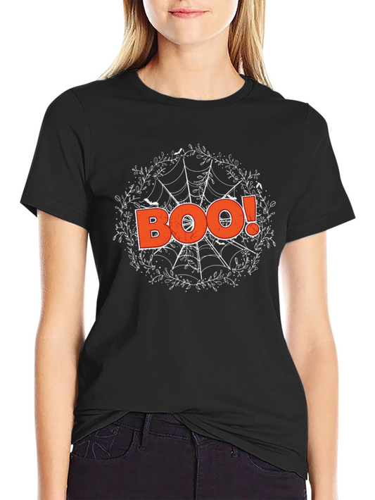 Halloween Boo Spiderweb Graphic Tee