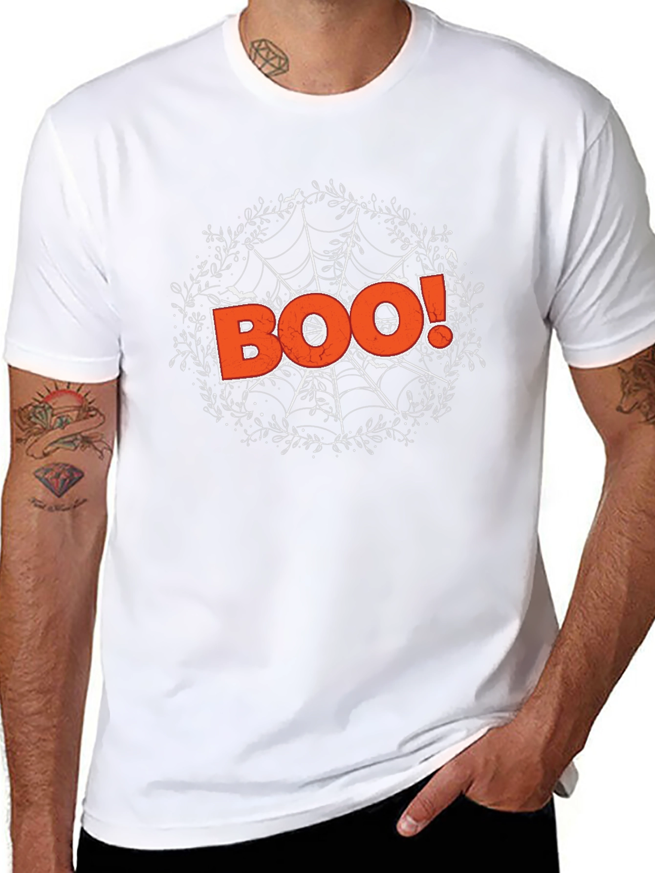 Halloween Boo Spiderweb Graphic Tee