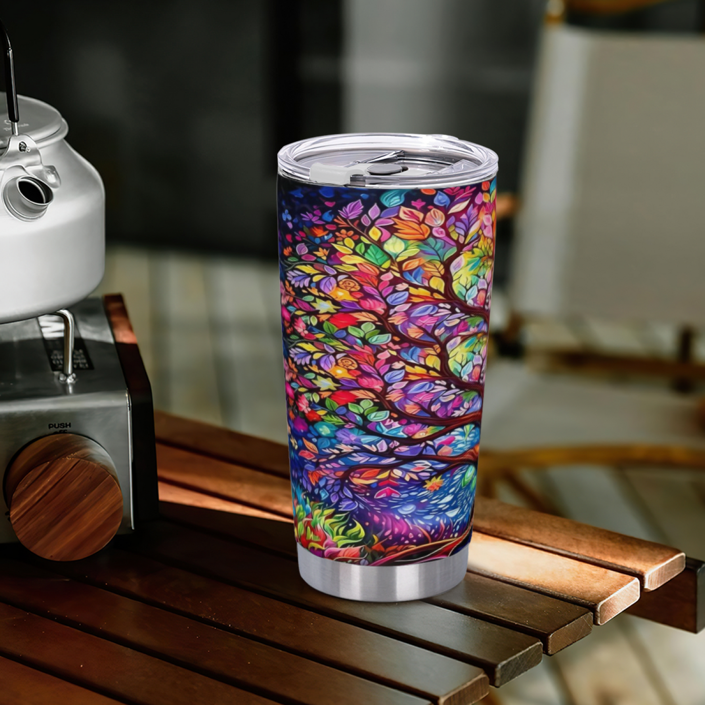 Vibrant Rainbow Glowing Magic Tree Artistic 20oz Tumbler