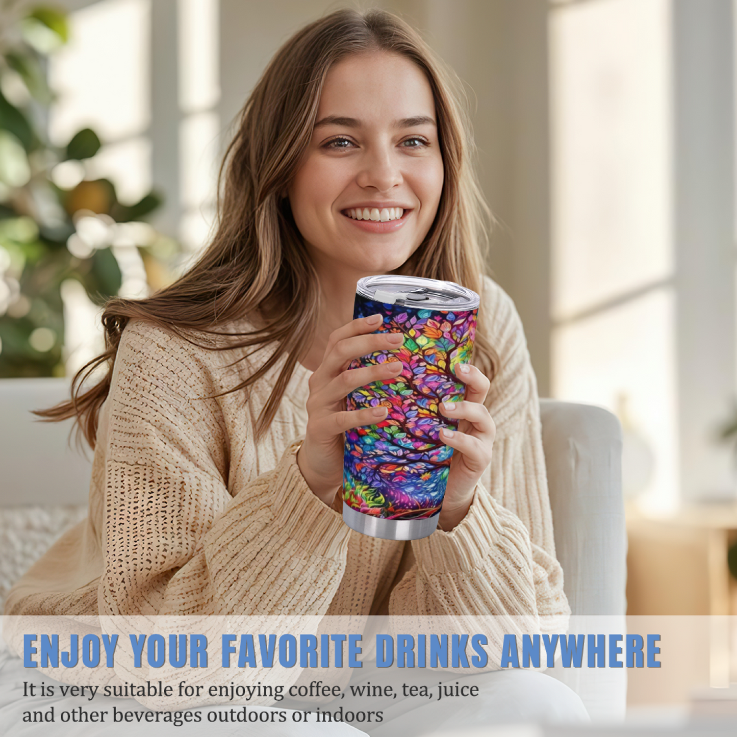 Vibrant Rainbow Glowing Magic Tree Artistic 20oz Tumbler