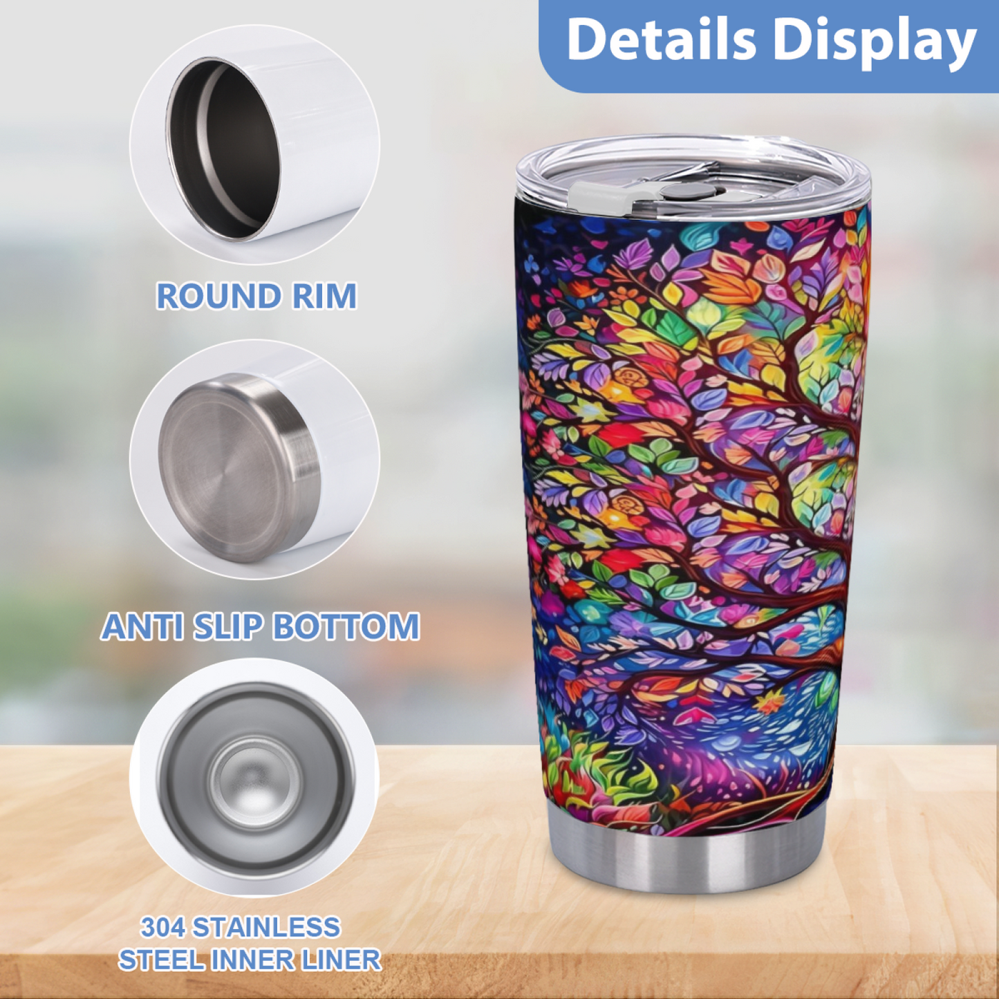 Vibrant Rainbow Glowing Magic Tree Artistic 20oz Tumbler